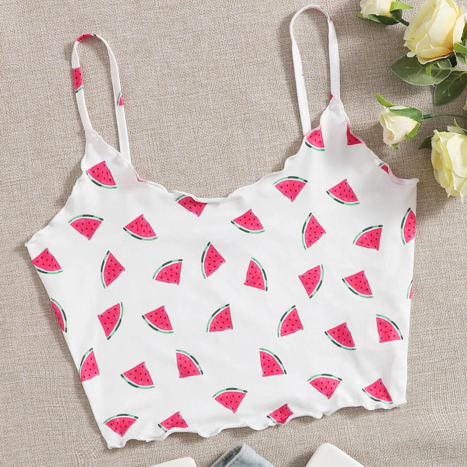 

Crop Top Female Casual Summer Print Sleeveless Pullover Vest Tank Crop Ladies Fashion Short Tops Shirts Daily