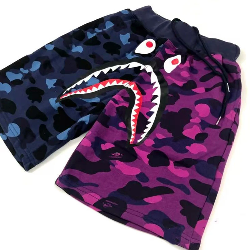 

Summer Men's Camouflage Shark Funny Printing Five-point Pants Cotton Casual Tide Brand Sports Pants Men's Breathable Shorts Male