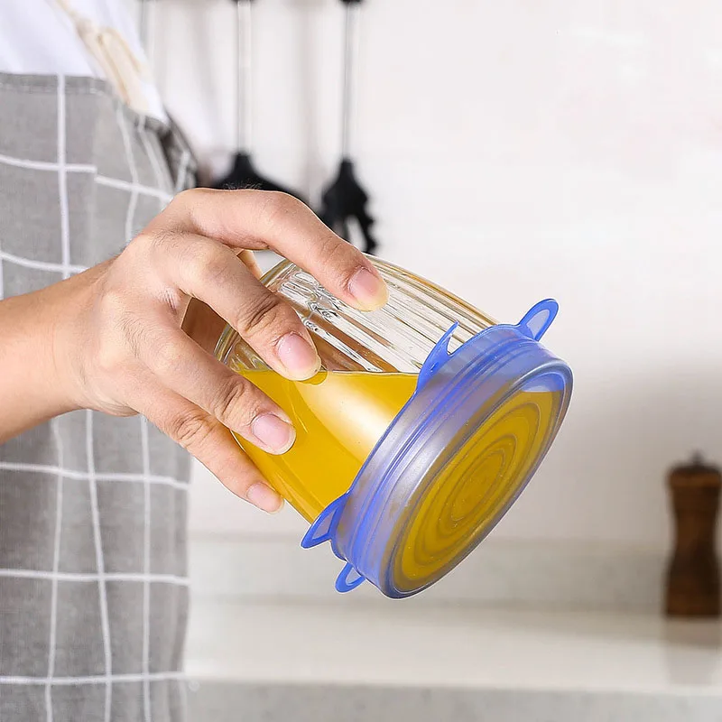 Пищевые силиконовые крышки 6 шт./компл. универсальные для посуды чашек горшков