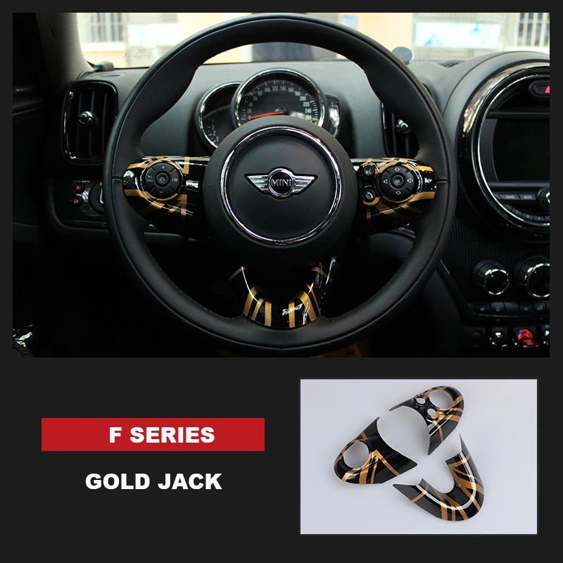gold jack 3 шт. для MINI COOPER F54 F55 F56 F60 Countryman, Clubman рулевая панель мультимедийная Кнопка стикер Наклейка Обложка стикер чехол - Название цвета: gold jack