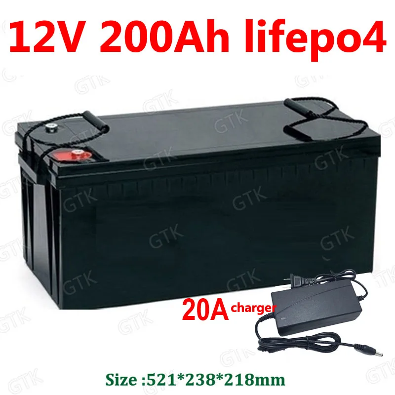 GTK водонепроницаемый Lifepo4 12 В 200AH литиевые BMS 12,8 В для 2400 Вт фотоэлектрических солнечной энергии резервного питания сабвуфер RV+ 10А зарядное устройство