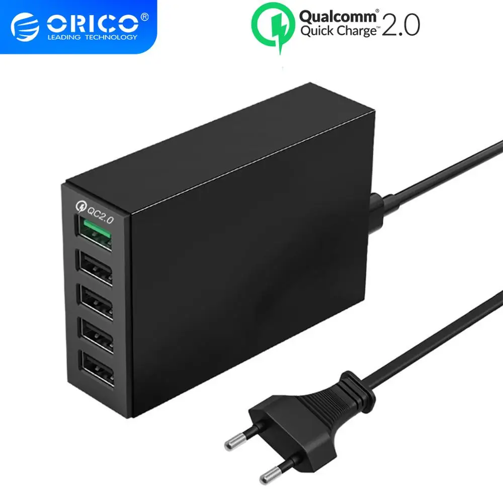 

Зарядное устройство ORICO с 5 USB-портами, QC 2,0, 5 В, 8 А, 40 Вт