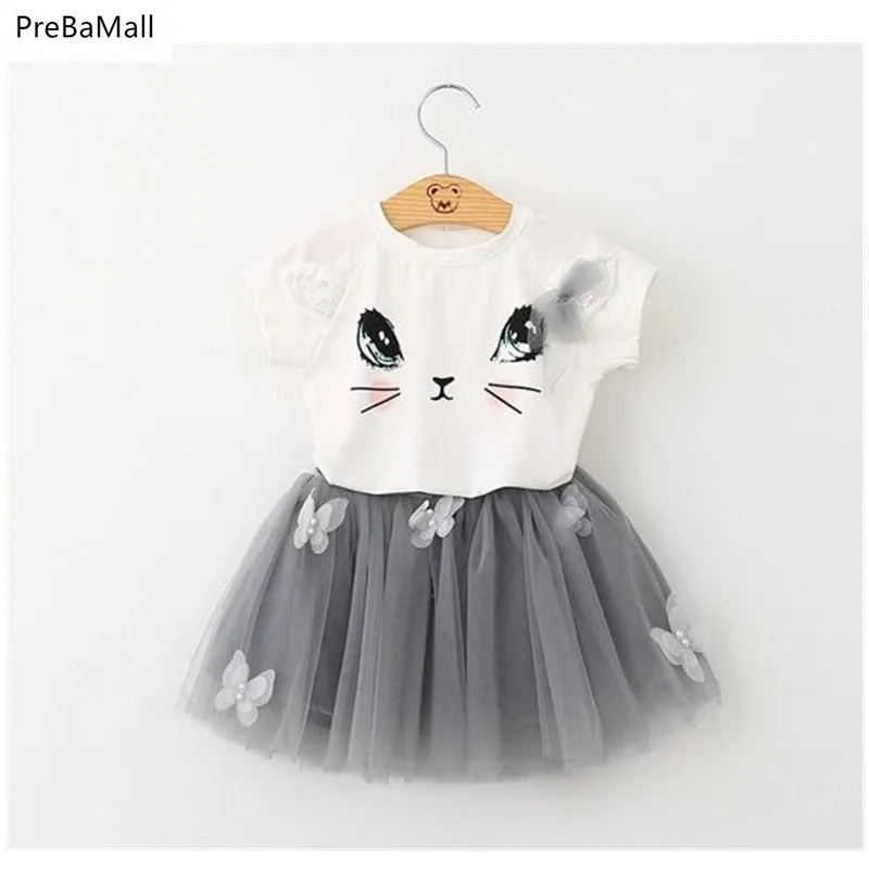 Комплекты летней одежды для маленьких девочек одежда хлопковая рубашка Топ +