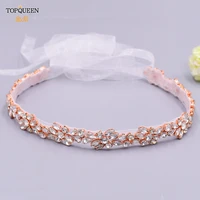 topqueen s437 rg bride wedding belt dress decoration rose gold jewelled rhinestone applique party waist sash for women female