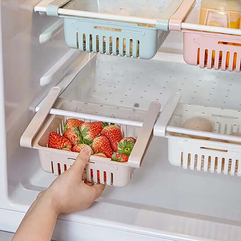 Кухонный органайзер Регулируемый холодильтор шкаф для хранения полка