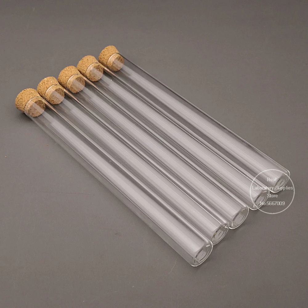 

50pcs/pack Lab 15x150mm Clear Flat Bottom Glass Test Tubes With Cork for laboratory experiment