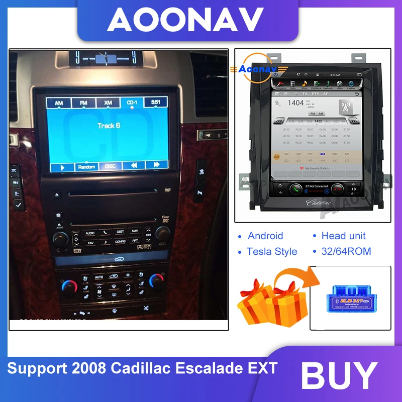 Автомобильное радио стерео мультимедийный плеер 2008 для Cadillac Escalade EXT Tesla style HD