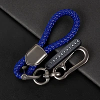 keychain pendant anti lost car open loop keychain phone number card leather rope braided car premium keychain accessories