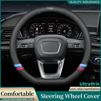 genuine leather car steering wheel cover 15 inch38cm for geely atlas 2016 2021 coolray i 2020 2021 emgrand 7 emgrand gt
