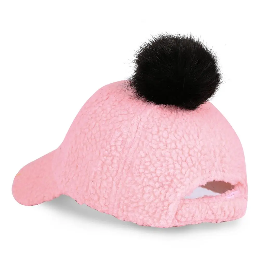 Детская зимняя детская бейсбольная кепка с помпоном вышитыми буквами и