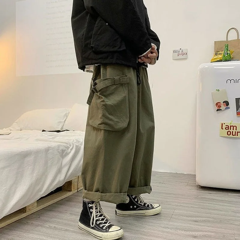 

HOUZHOU Men's Cargo Trousers Male Harajuku Black Cargo Pants Men Wide Leg Pants for Men Streetwear Oversize Fashion Plus Size