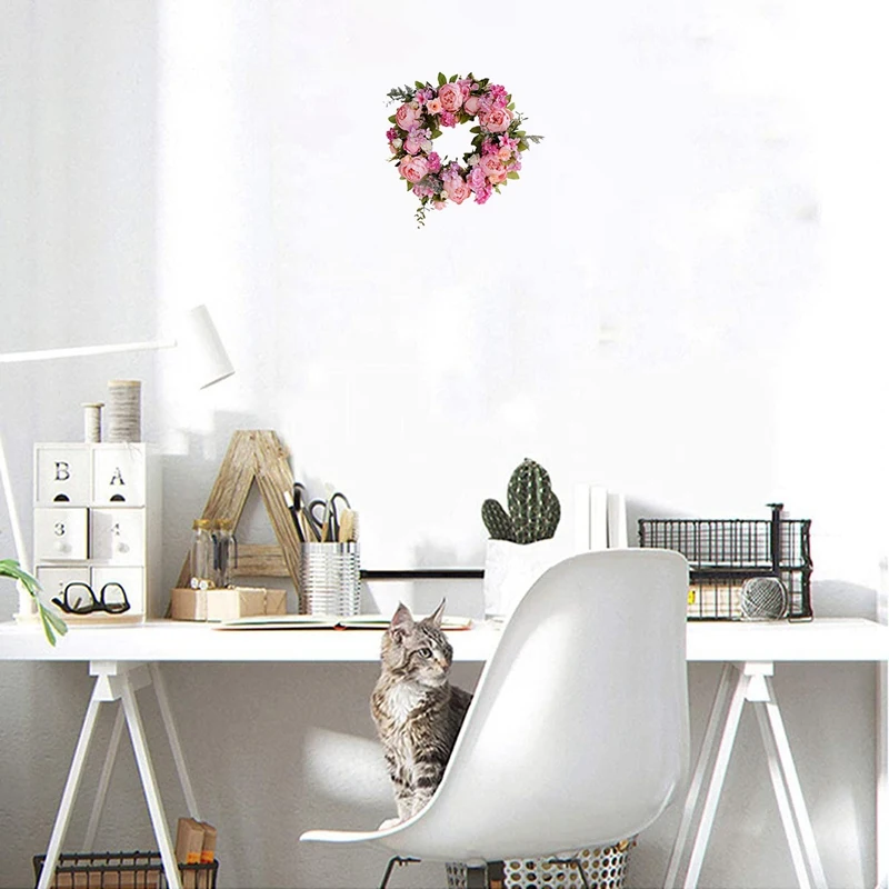 

Artificial Peony Flower Wreath for Spring and Summer All Seasons Floral Hanging for Farmhouse Office Home Wedding Decor