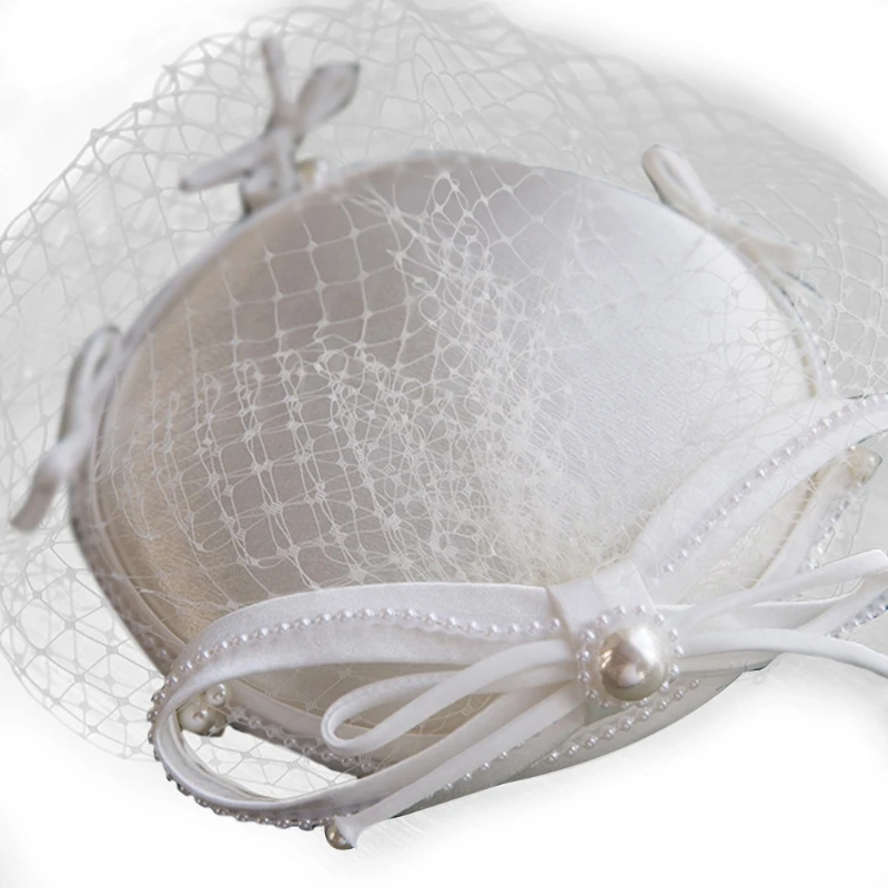 

Elegant Vintage Veil Fascinator Hats with Bow Short Lace Fit for Girls and Women Performance Accessories 5.90In 101A