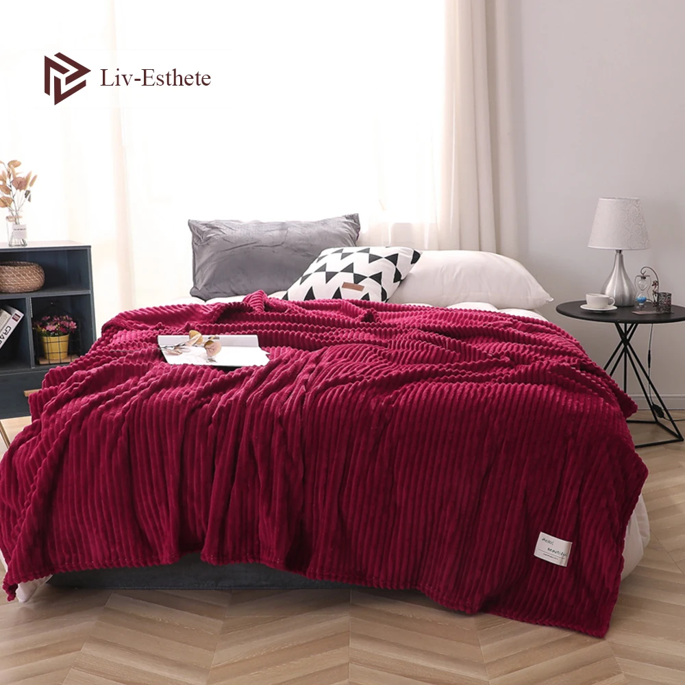 Liv-Esthete винно-красное фланелевое одеяло для офиса самолета кровати дивана плед с