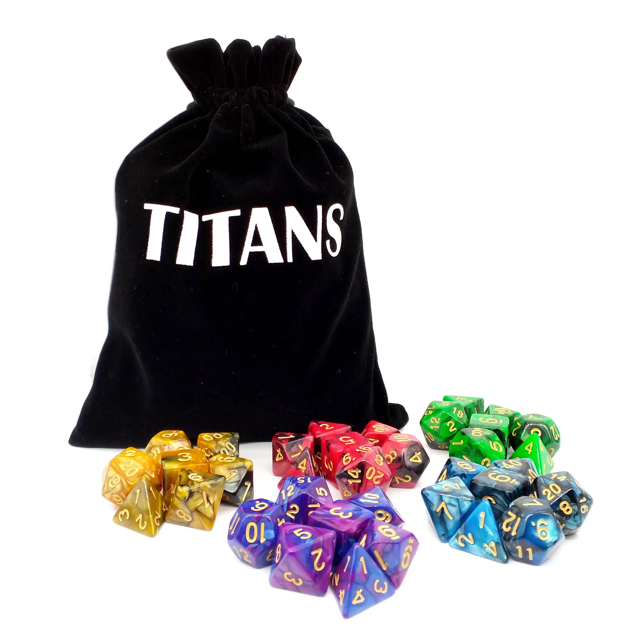 TITANS 35 шт./компл. 5 цветов рулон игральные кубики с бархатным чехлом для хранения