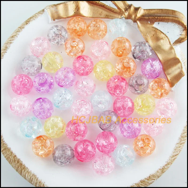 

50 New Shivering Round Charms Acrylic Spacer Beads Mixed Flower 10mm