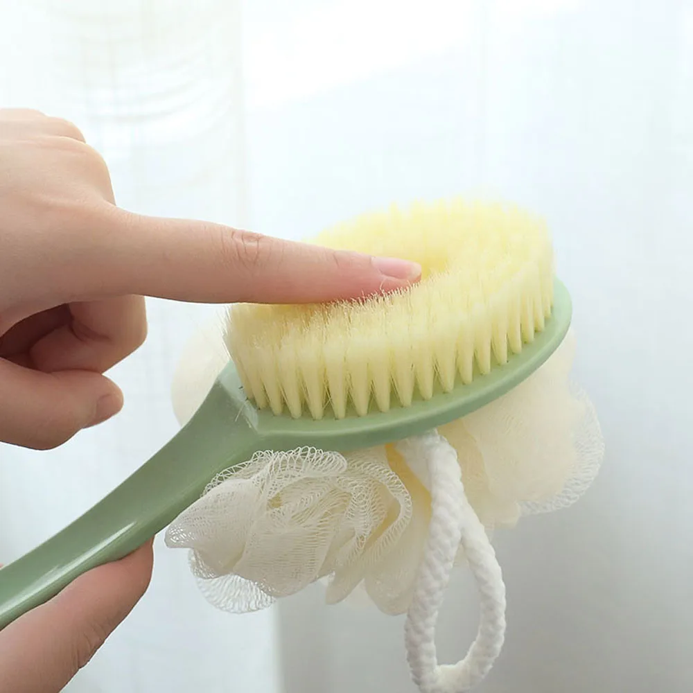 

Long Handle Bath Brush Double-Sided Painless Powerful Ash Removing Bath Ball Multifunctional And Practical Back Rubbing Brush