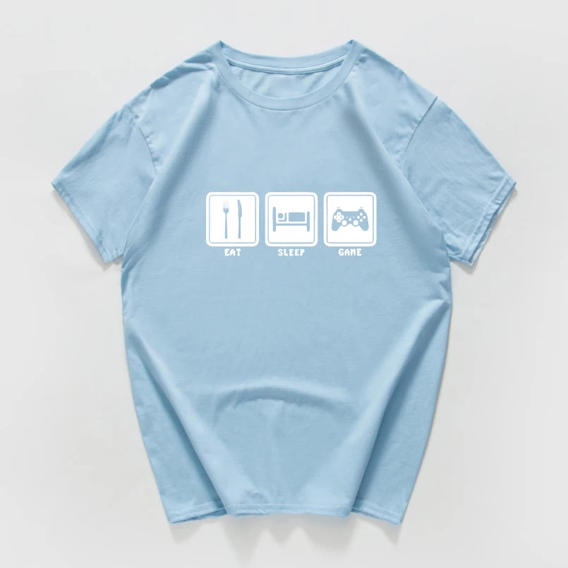 Eat Sleep Game, футболка, смешной геймер, игровой подарок, топ, повседневная, саркастичная, мужская, крутая, хлопковая, креативная уличная футболка, мужская одежда