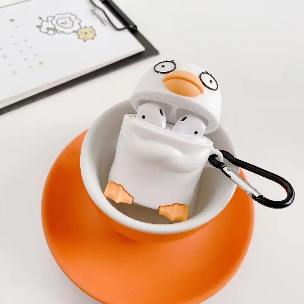 

Cute For Airpods pro Case Silicone For Apple Airpods2 1 Case Duck Cartoon Soft Earphone Protect Cover airpods 3 With Keychain