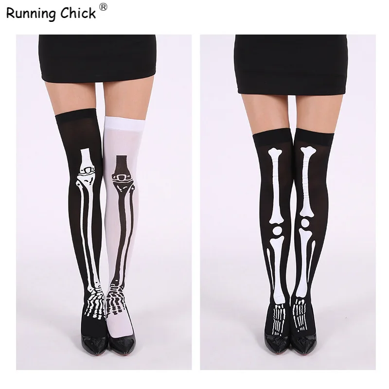 

Halloween party skeleton printing socks long knee socks printing stockings skeleton stockings