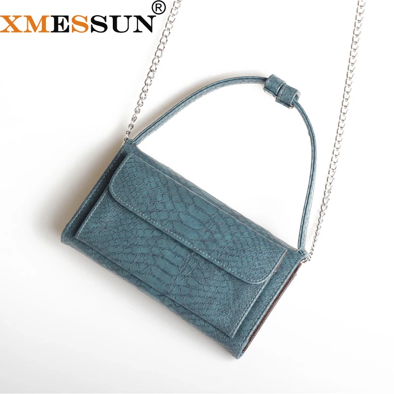 Новинка 2020 мини-клатч XMESSUN сумка через плечо из кожи питона на цепочке для
