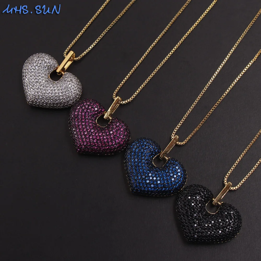 Служба. Защита от солнца для женщин Мода Любовь Сердце ожерелье с AAA циркон кулон