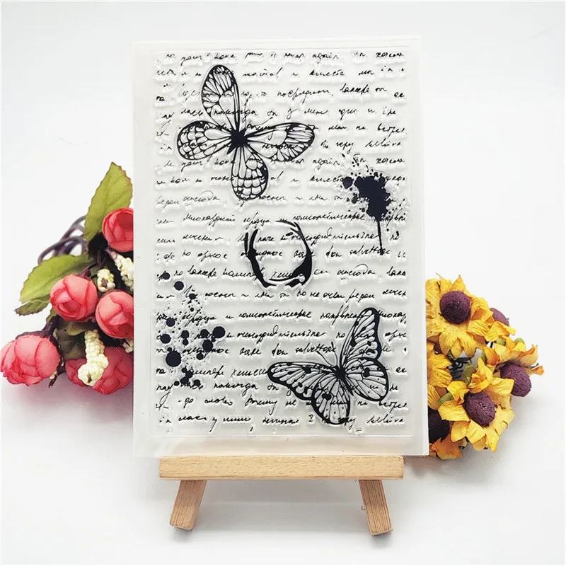 

Butterfly Text Clear Stamp Transparent For Scrapbooking DIY Card Handmade Kid Funny Seal Stencil Poster Making Album Decor