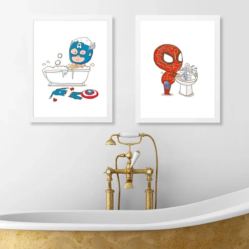 Картина из фильма Marvel мстители на холсте для мытья ванной комнаты плакаты версии