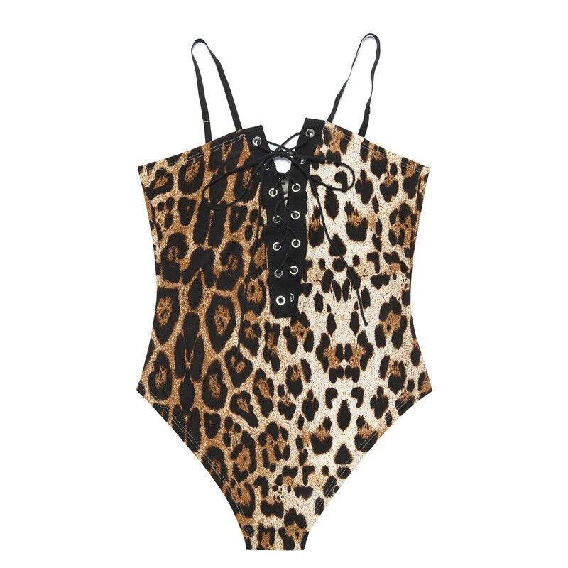 

Rompers Womens Bodysuit Vintage Leopard Print Fashion Bodycon Overalls Body Femme Sexy Bandage Party Clubwear One Piece Clothes