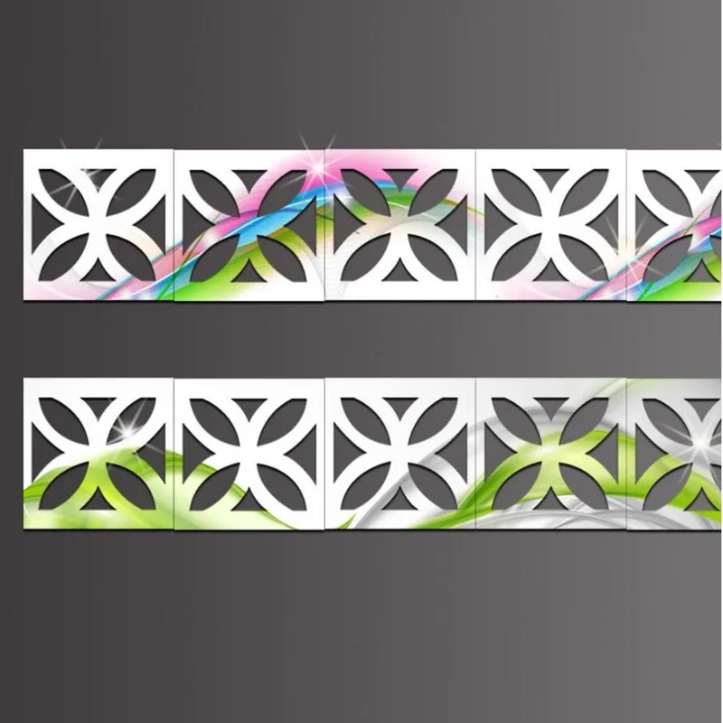 C Silver Waist line 30 шт. 5*5 см DIY линия талии 3D Зеркальная Наклейка современный акриловый настенный Декор украшение комнаты стикер стены s для детской комнаты гостиной - Цвет: C Silver Waist line