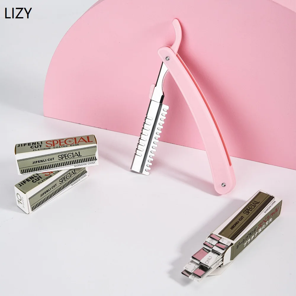 

LIZY Manual Shaver for Eyebrow Hair Beard Trimmer Stainless Steel Sharp Barber Razor Folding Shaving Moustache Cutter with Blade