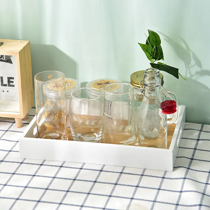 

Wooden Food Trays Plate Portable Fruit Dishes Rectangle Tea Jewelry Coffee Tray Dessert Dinner Plate Nordic Bread Tray Tableware