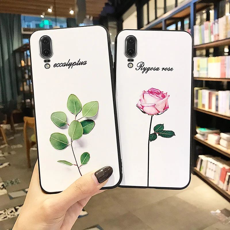 Чехол для телефона с розовыми цветами чехол Huawei P20 P30 Lite p30 Pro plus P20lite p30lite черный