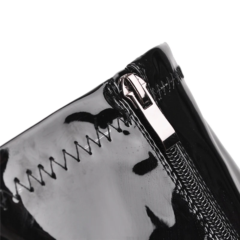 2020 роскошные кожаные высокие сапоги на шпильках женские до колена блестящие