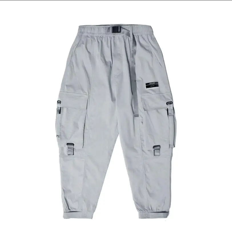 

Belt Mulit-Pockets Cargo Harem Joggers Pants Men Streetweat Hip Hop Harajuku Casual Overalls Street Loose Trousers w1428