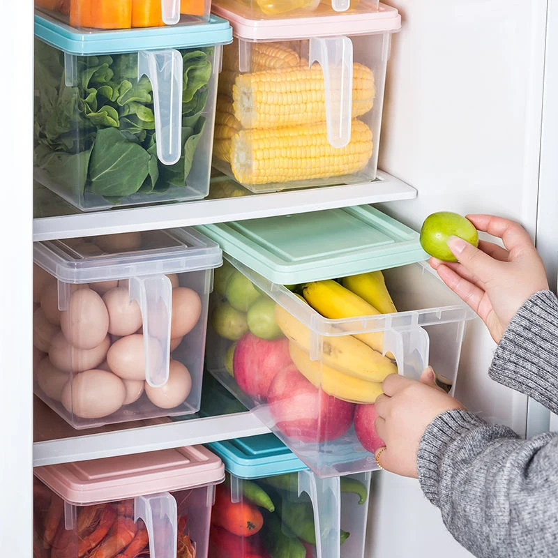 

Kitchen Refrigerator Storage Containers With Handle Transparent Storage Box Sealed Storage Box Drawer Thick Storage Box