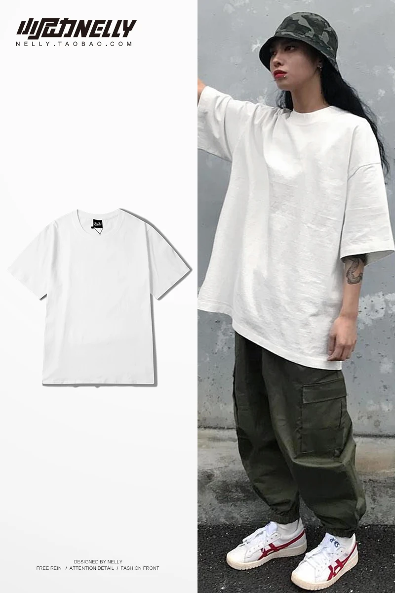 

y2k Kanye Ghosts Oversize Teenage T Shirt Basic bottoming shirt solid Retro Loose Harajuku Crew Neck Short Sleeve T-shirt