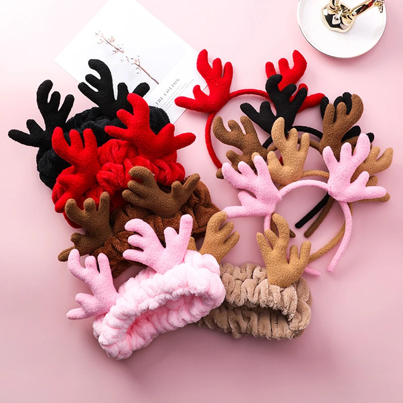 Креативные эластичные повязки для волос с оленьими рогами Симпатичные плюшевые