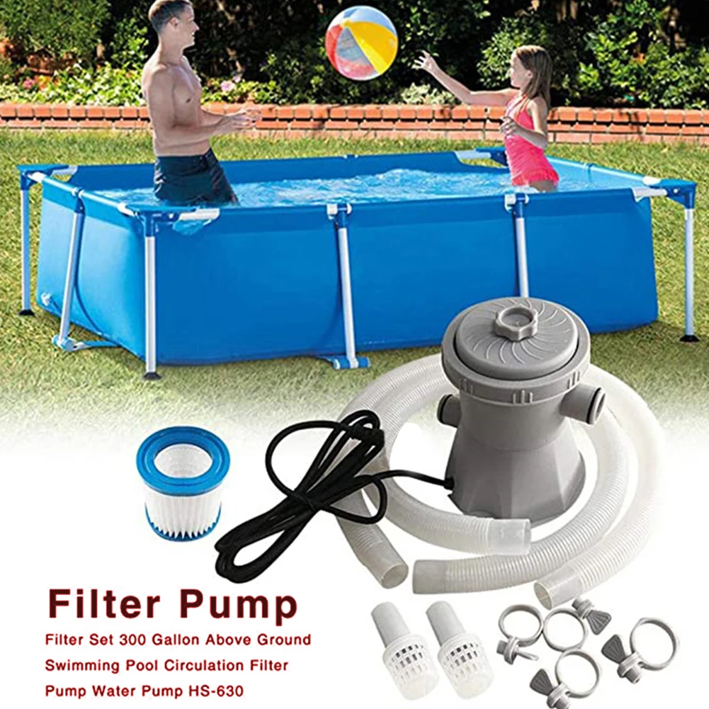 

Electric Swimming Pool Filter Pump Electric Large Pool Filter Kit Cleaning Tools Set 300 Gallon Above Ground EU/US/UK Plug