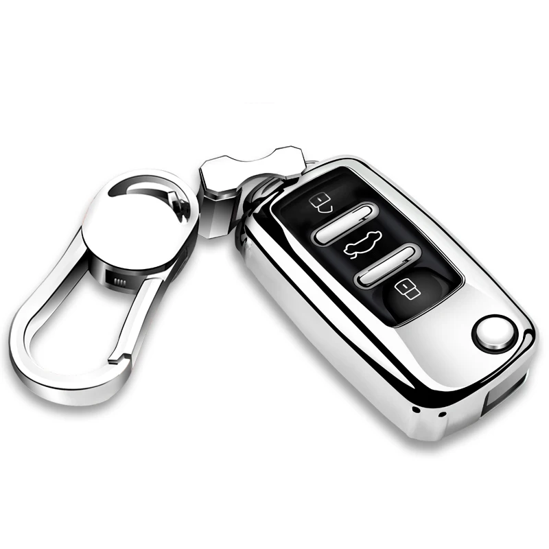 Silver with buckle ТПУ чехол для ключей автомобиля для Volkswagen Sagitar New Passat Lavida POLO Tiguan Bora L Аксессуары для стайлинга автомобилей - Название цвета: Silver with buckle