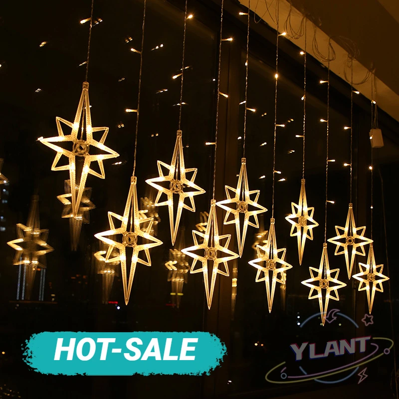 

Christmas Lights Polaris Elk Bell Lamp Led String Light Decor for Home Room Curtains Led Decoration Lights Fairy Garland Navidad