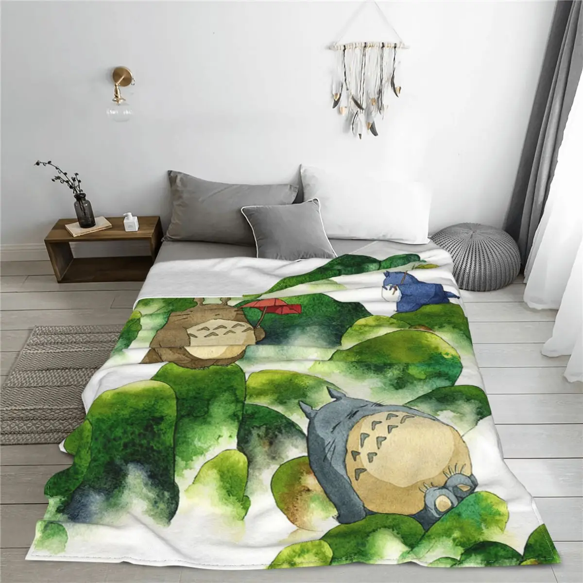 Одеяла фланелевые в японском стиле тонари из м/ф Мой сосед Тоторо 150x125 см | Дом и