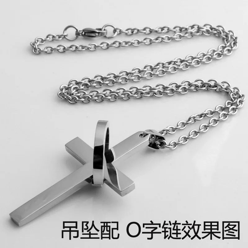 

Simple Men's Stainless Steel Cross Pendant Necklace Punk Boys Long Chain Hip Hop Rock Jewelry Party Accessories Gifts Collar