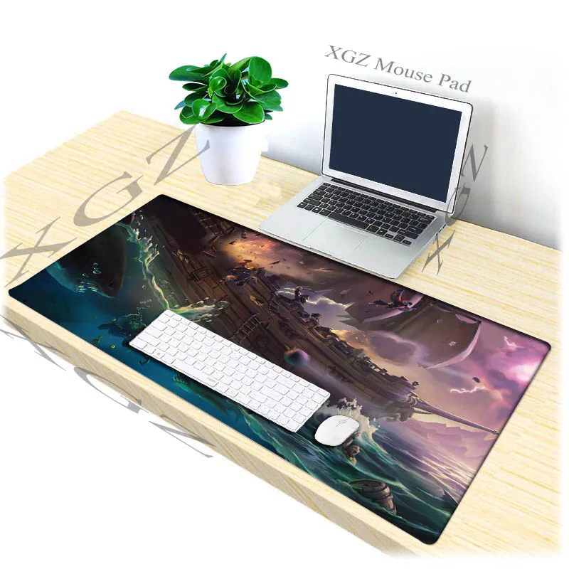 Игровой коврик для мыши XGZ, фантастический аниме пиратский корабль, черный Офисный Компьютерный коврик для клавиатуры, Резиновая полоса, ск...