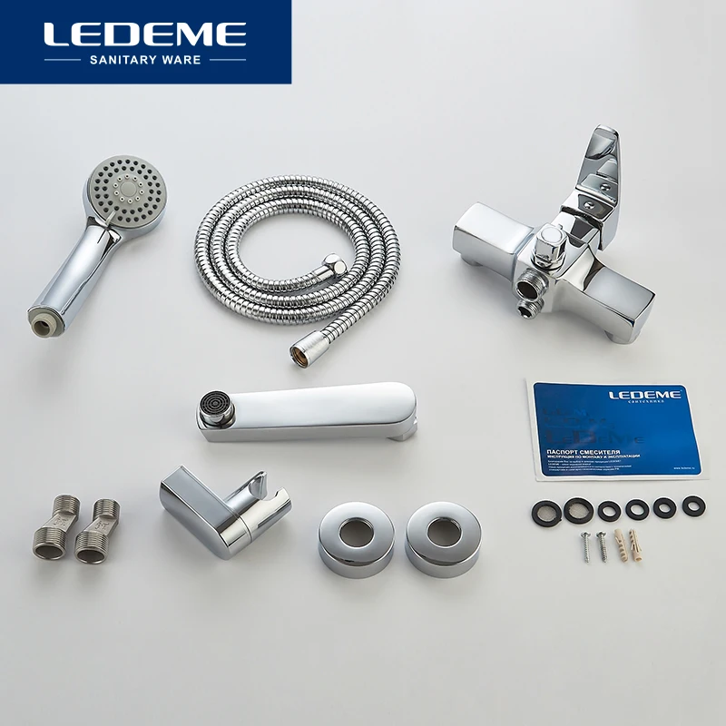 ledeme classic bathtub faucet bathing shower bathroom wall mounted bath faucet set mixer hot and cold water single handle l3130 free global shipping