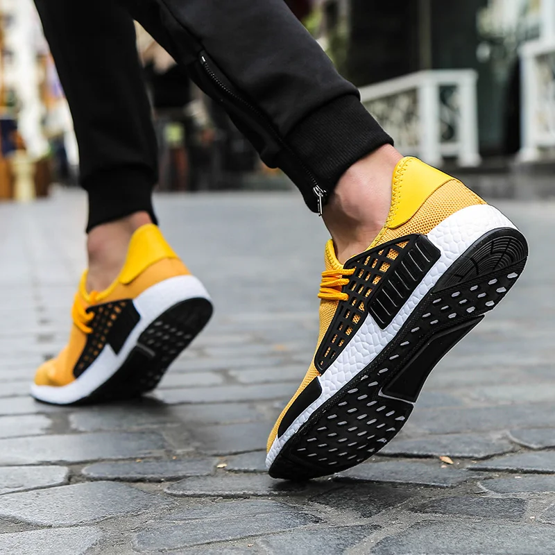 Модная желтая повседневная обувь мужские удобные модные кроссовки легкие летние весенние мужские беговые кроссовки размер 39-47