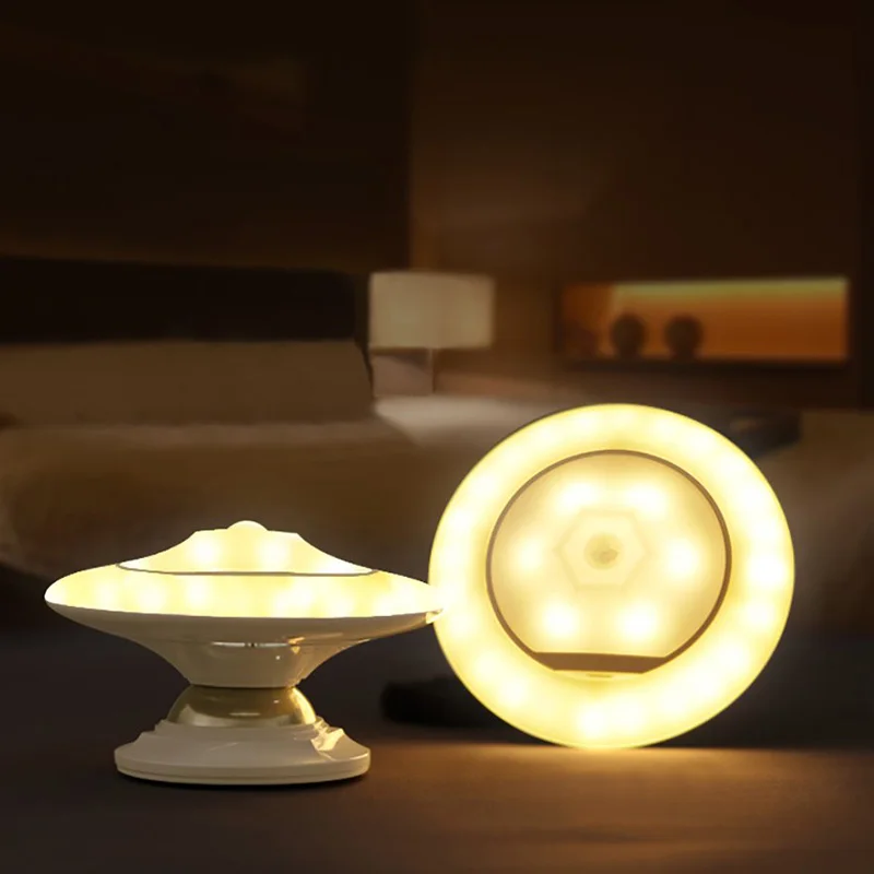 warm style 2 Ночной светильник с датчиком движения, вращающийся на 360 °, перезаряжаемый светодиодный ночник с датчиком движения, настенный светильник с магнитом, светильник для спальни - Испускаемый цвет: warm style 2