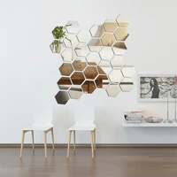 1pc self adhesive reflective hexagon honeycomb shape mirror wall stickers mirrors decoration mural for bedroom wall home decor