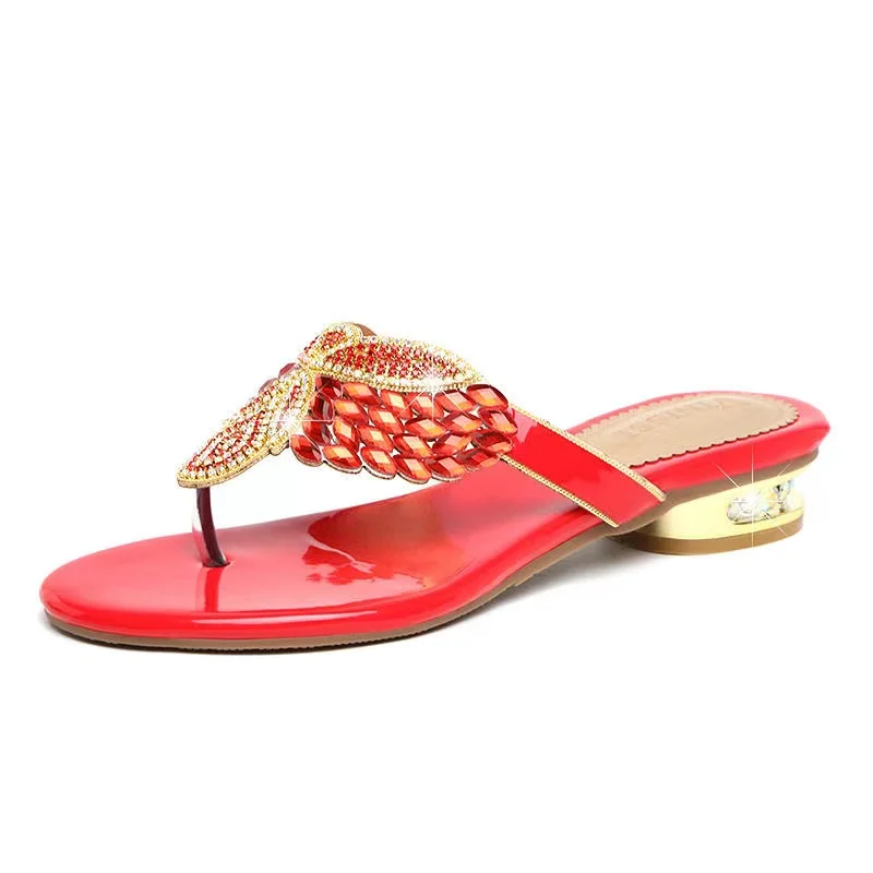 WUYAZQI Diamond sandals women's New Roman style clip foot flip flops fashion sexy antiskid beach shoes women B8