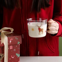 nordic rum round christmas water cup with gift box xmas tree reusable tea coffee cup lid shot whiskey wine glasses
